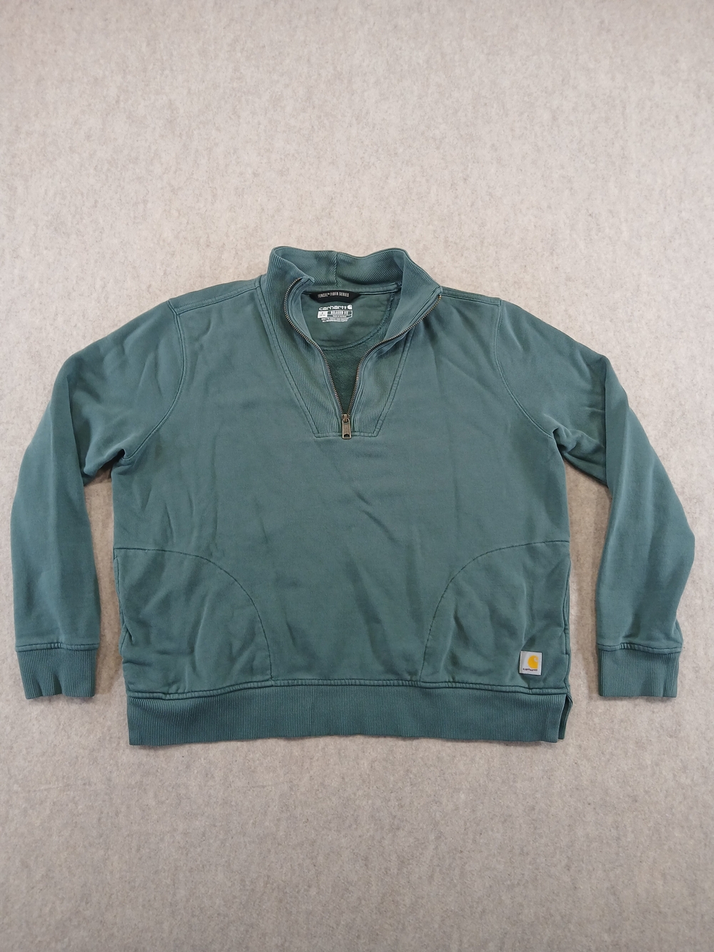 Carhartt Women’s L 12/14 TENCEL Fiber Green 1/4 Zip Relaxed Fit Sweatshirt